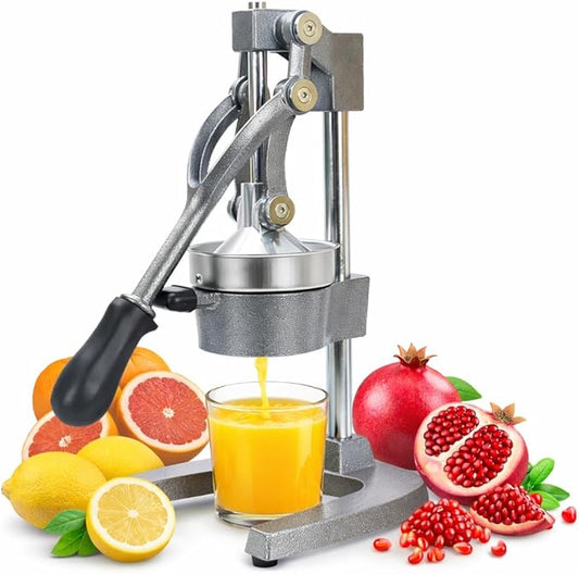Cast Iron Juicer, Cast Iron Juicer Hand Press Heavy Duty, Peel-Free Juicing, Professional Lemon Orange Pomegranate Squeezer, Effortless, Stable, Easy Clean for Home, Bar, Commercial Use