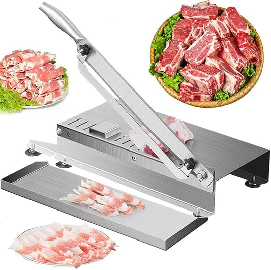 Manual Frozen Meat Slicer, Stainless Steel Meat Cutter Beef Mutton Roll Bacon Nougat for Home Cooking of Shabu Shabu Hotpot Korean BBQ