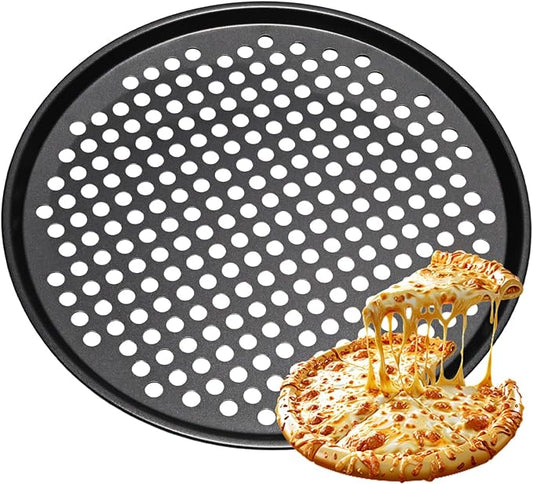 12 Inch Round Pizza Pan with Holes, Carbon Steel Pizza Pans for Frozen & Homemade Pizza, Nonstick Pizza Tray for Oven