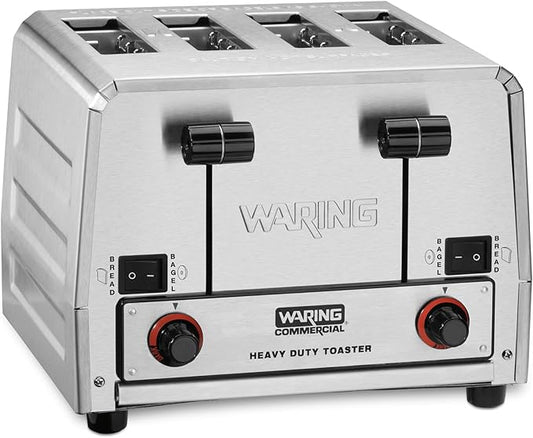 Waring Commercial WCT805 4-Slice Heavy Duty Commercial Pop-Up Bread/Bagel Toaster, 208V, 2800W, 6-20 Phase Plug