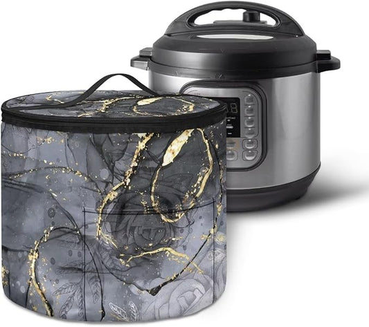 Electric Pressure Cooker Insulation Handbag Accessories Pockets Pressure Cooker Storage Bag Kitchen Decor, Rose Black Marble