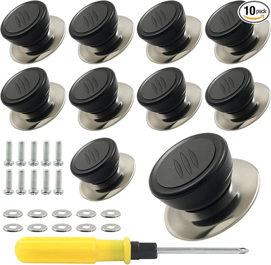 10pcs Pot Lid Knobs - Heat Resistant & Anti-Slip Grip | Universal Replacement Pot Lid for Glass Pots Pans Lids Top (Black)