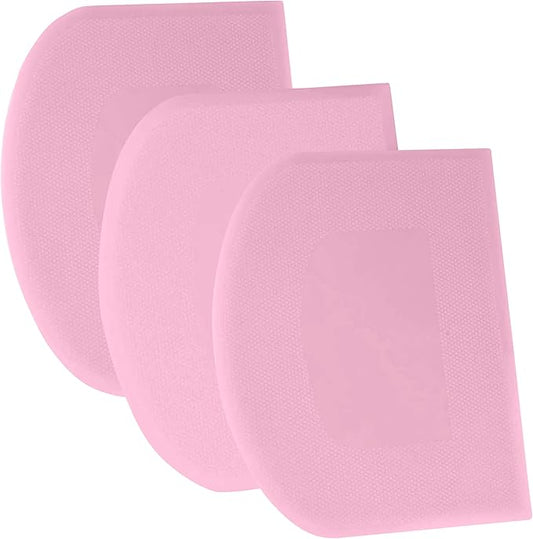 SURDOCA Dough Scraper Bench Scraper - 3P 9.5x6.1" Plastic Flexible Bowl Scraper, Sharp Edge & Angles Cake Scraper. Non-Slip Bakeware Decorating Tools Sculpting & Modeling Tools - Pure Pink