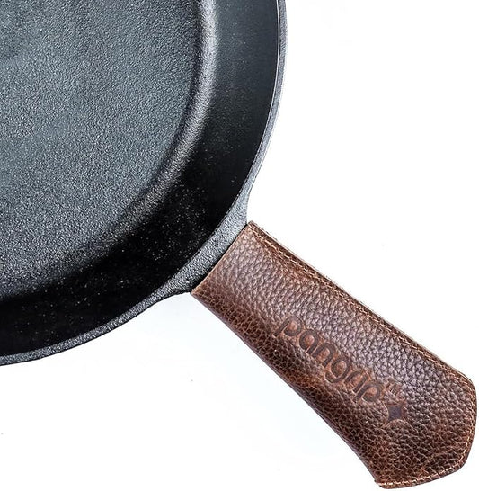 Cast Iron Handle Cover (Main Handle), Extra Thick Leather Heat Resistant Handle Cover for Cast Iron Skillets, Hot Pan Handle Cover, Cast Iron Handle Sleeve