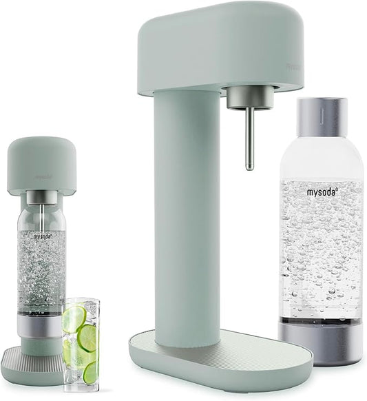 Mysoda Ruby 2 Carbonated Water Maker - Silent and Long-Lasting Aluminium Soda Maker with 1L Water Bottle - Without CO2 Cylinder - Pigeon