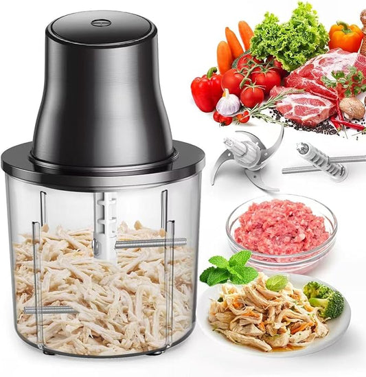 3-in-1 Upgraded Food Processor with Electric Chicken Shredder | 1.5L Bowls Vegetable Food Chopper, Dicer, Grinder with 250W Copper Motor One-Touch Shredder for Chicken,Nuts, Baby Food & Dough