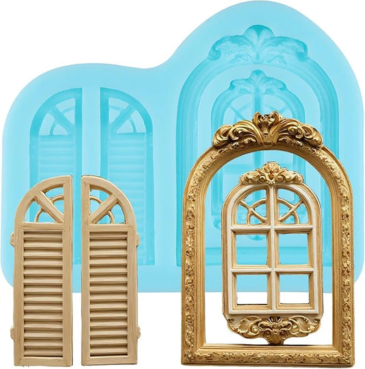 Window Fondant Molds Window Silicone Chocolate Mold for Cake Decorating Cupcake Topper Candy Gum Paste Polymer Clay