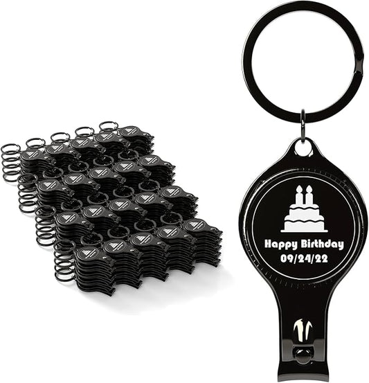 100pcs Personalized 4 in 1 Multi Function Bottle Opener, Nail Clipper, Wedding Favors Brewery, Private Customized, Black, Multitool Gifts for Men