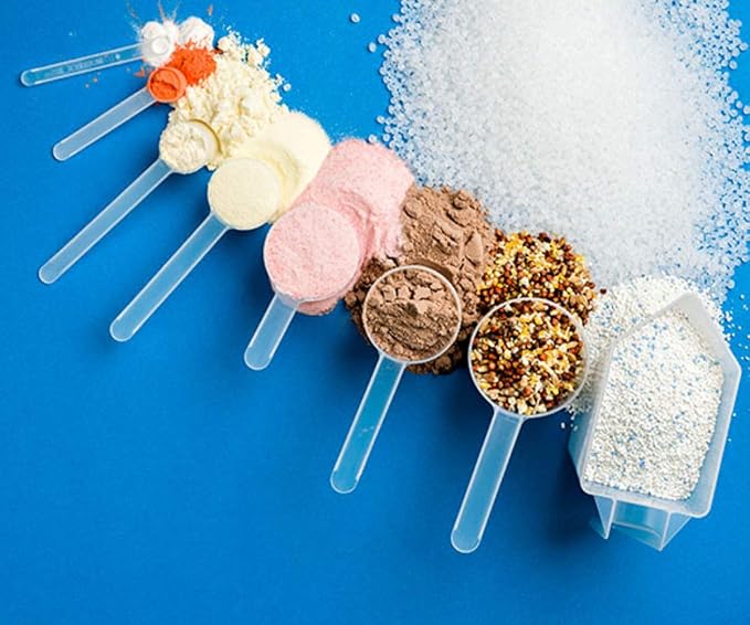 Plastic Measuring Scoop, 1 Tablespoon (14.8 cc | 1/2 Oz. | 14.8 mL) Long Handle Spoons for Powders, Granules, Coffee, Pet Food, Baking Supplies, Protein and Other Dry Goods, BPA Free (Set of 10)