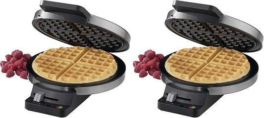 Cuisinart Waffle Maker,1250W Round Classic Waffle Iron,5-Setting Adjustable Browning Control,WMR-CAP2,Brushed Stainless,(Pack of 2)