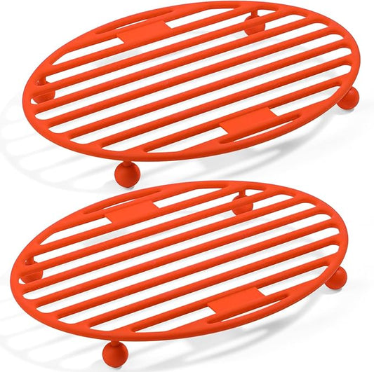 Webake 11x8 Inches Roasting Rack for Quarter & Half Sheet Pan, Silicone Oval Kitchen Rack for Roasting Pan Set of 2