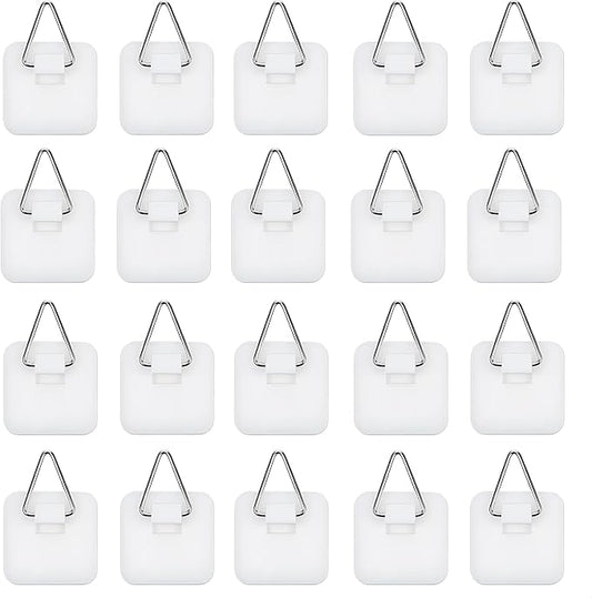 20Pcs 1.25in White Square Invisible Adhesive Small Plate Hangers,Vertical Plate Holders Wall Mount Display Holder,No Nails Decorative Plates for Artworks