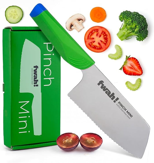 Pinch Mini Kids Kitchen Knife - Montessori Toddler Safety Knife for Real Cooking | Ages 3+ Learning Tool | Non-Slip Pinch-Grip Handle | BPA Free