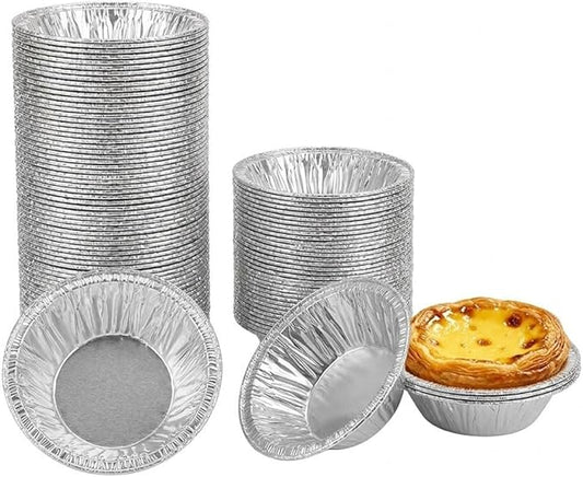 120 Pack 2.2" Mini Aluminum Foil Tart Pans, Small Disposable Pie Tins for Bite-Size Desserts, Mini Quiches & Fruit Tarts, Round Tiny Ramekins for Party, Catering, Wedding