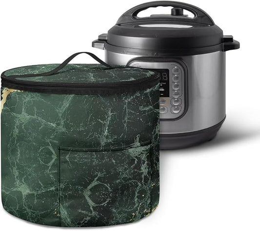Green Marble Electric Pressure Cooker Insulation Bag Round Zippered Electric Pressure Cooker Storage Bag Home Decorations