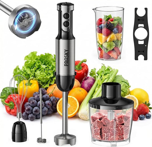 Immersion Blender Handheld 1200W, 20-speeds Immersion Hand Blenders, Hand Mixer with Mining Beaker,Chopper,Whisk, Frother, Stand and Stick Blender Suitable for Kitchen, Protein Shakes and Baby Food