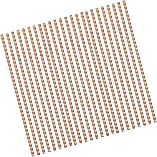 100Pcs Reusable Metal Straight Straw in Bulk Order. 265mm Long Rose Gold Drinking Straws Bronze Color Stainless Steel Straws for 20 and 30 oz Tumbler Yeti (10.5" Long, Rose Gold-100pcs Straight)