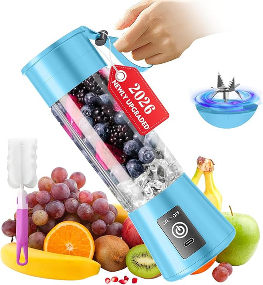 Cordless Portable Personal Size Blender - Mini Blender Make Smoothies and Shakes, 380Ml BPA Free Travel Cup, Powerful Blending Suit in Office/Home/Gym, Mother's Day