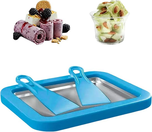 Ice Cream Roll Maker Rolled Ice Cream Machine, Sweet Spot Pan, Instant Cold Plate, Ideal for Making Rolled Ice Cream Soft Serve Slushies Frozen Yogurt Sorbet and Gelato (Summer Blue)