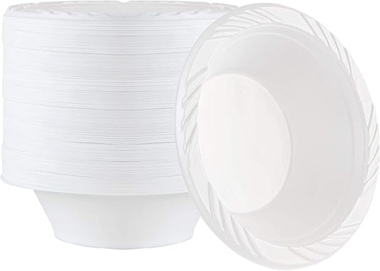 PLASTICPRO 100 Count Disposable 12 ounce White Plastic Soup Bowls