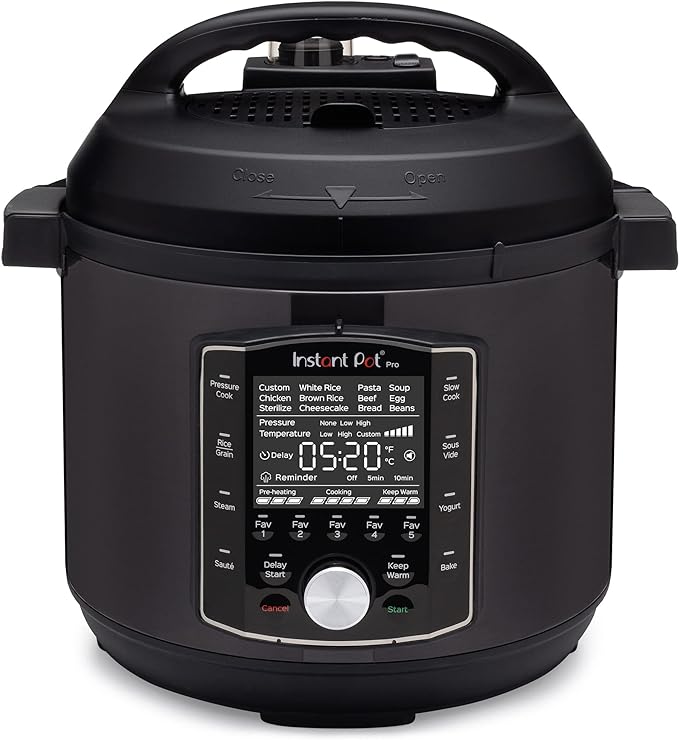 Instant Pot Pro 10-in-1 Pressure Cooker, Slow Cooker, Rice/Grain Cooker, Steamer, Sauté, Sous Vide, Yogurt Maker, 6 Quart & Tempered Glass Lid, Stainless Steel Rim, for 5 Qt/L or 6 Qt/L Models