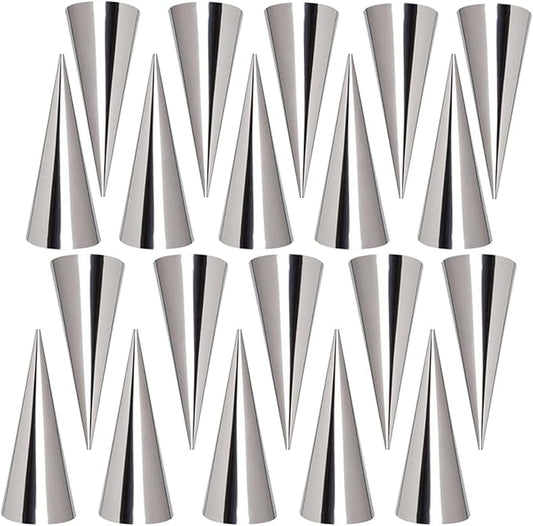 Joyeee 20Pcs Large Conical Cream Horn Molds, Stainless Steel, 5-inch