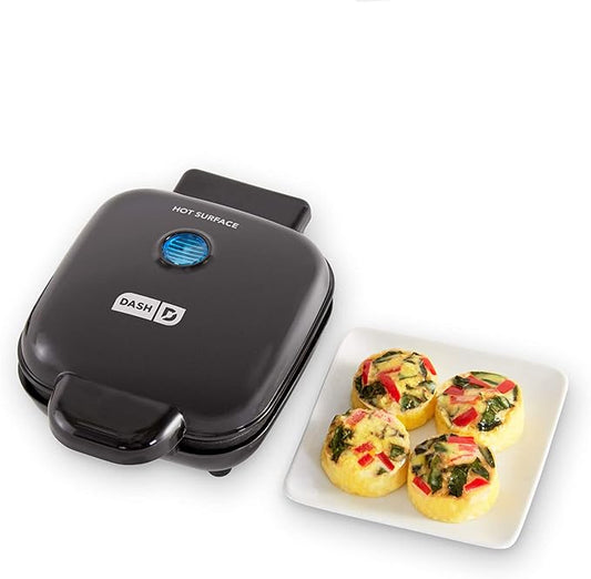Dash Deluxe Egg Bite Maker - Electric Egg Bite Maker for Healthy Protein Snacks - Quick Cleanup, Space-Saving Design & Non-Slip Feet - 4 Servings, Black