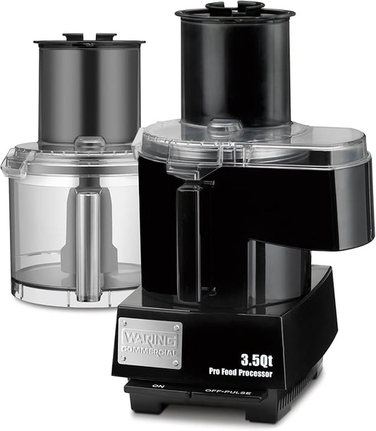 Waring Commercial WFP14SC 3.5 Quart Continuous Feed Food Processor, 1 HP Motor, Extra Large Feed Tube, Patented LiquiLock Seal Bowl System, Includes 3.5 Quart Clear Cutter/Mixer Bowl, Grating, Shredding, Slicing, Whipping Disc and a Standard S blade fo...