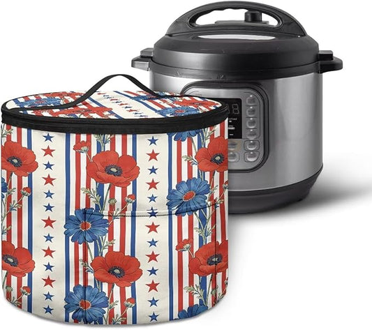 Stars And Stripes Pressure Cooker Insulation Bag for America250 Rose Print Insulated Carrier Electric Pressure Cooker Storage Bag Keep Your Cooker Dust Free