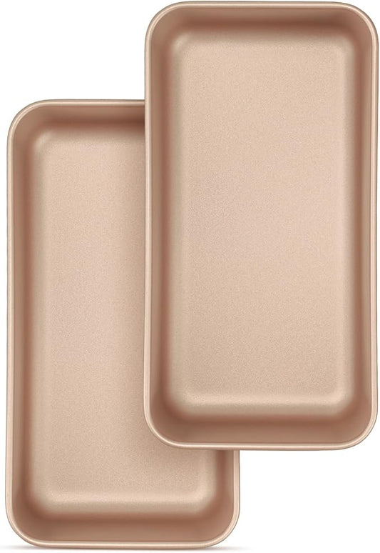 Leonyo 2 Pack Nonstick Loaf Pans for Baking Bread, 9x5IN Stainless Steel Loaf Pans for Homemade Bread Baking, Meatloaf, Bananas, Brownies, Lasagnas, Oven Safe, Rose Gold