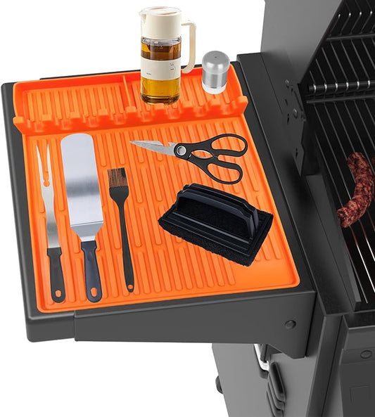 Silicone Griddle Mat for Blackstone - BBQ Grill Accessory with Drip Pad & Spatula Holder - Ideal for Outdoor Cooking & Kitchen Counter