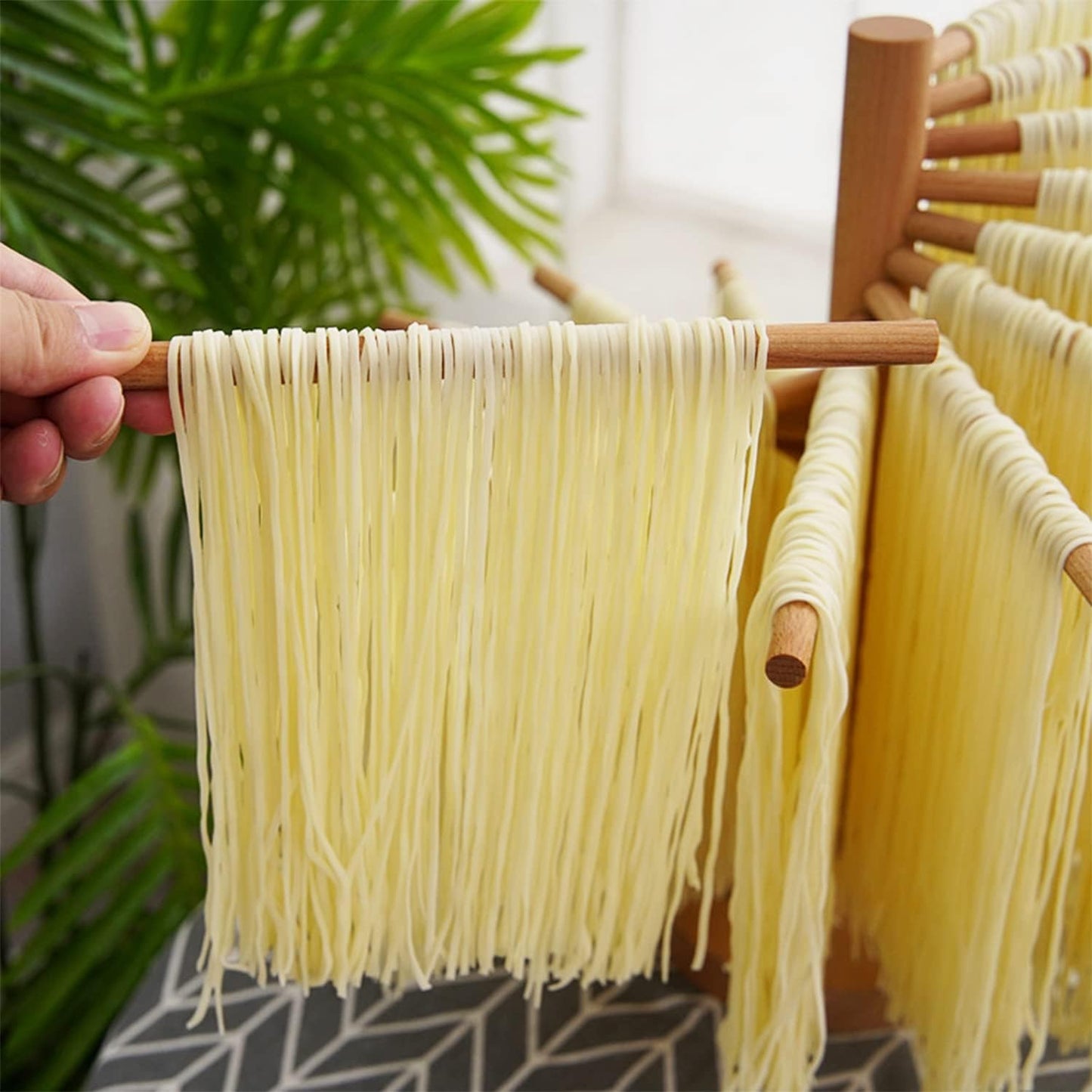 Wood Collapsible Homemade Household Noodle Dryer Rack Hanging Pasta Drying Rack for Home Kitchen