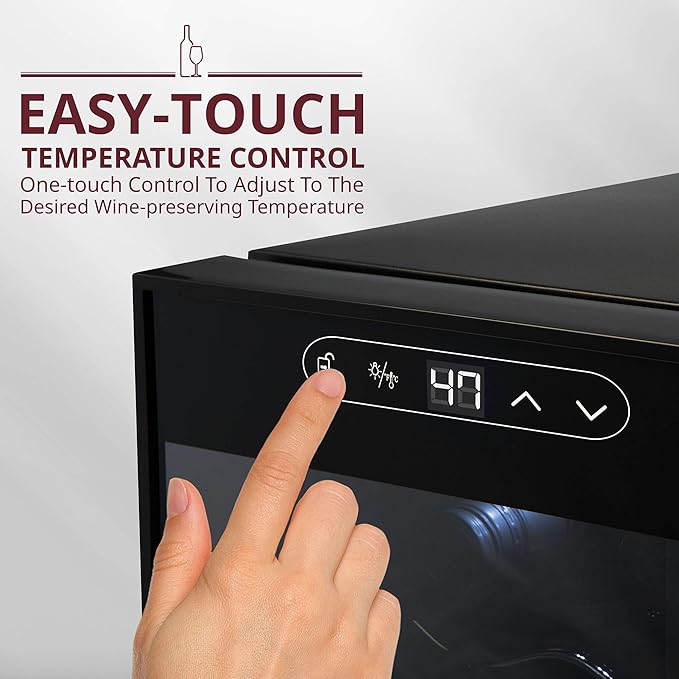 Schmecke 12 Bottle Compressor Wine Cooler Refrigerator w/Lock | Large Freestanding Wine Cellar | 41f-64f Digital Temperature Control Wine Fridge For Red, White, Champagne or Sparkling Wine - Black