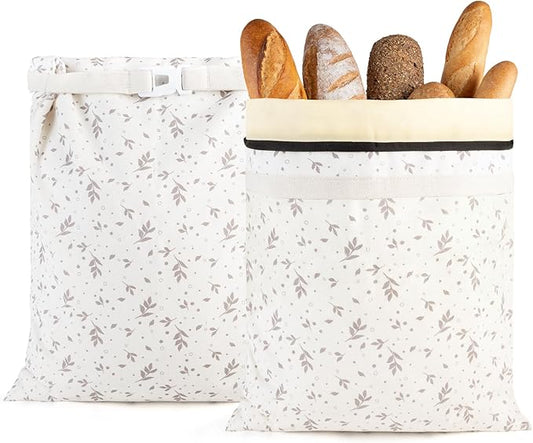 2-Pack Reusable Beeswax Bread Bags for Sourdough & HomemadeBread with Zipper, 16.5 x 13 inch bread bags for Food Storage