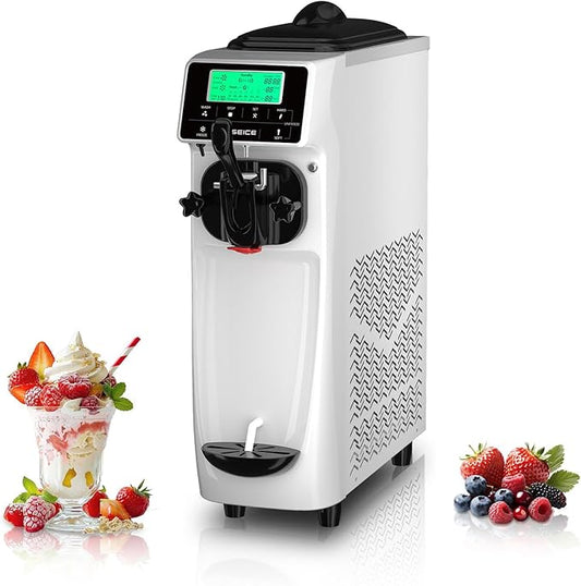 Ice Cream Machine – 3.5 Gals/H Single Flavor Ice Cream Maker 5 Inch Screen Soft Serve Ice Cream Machine with Pre-Cooling Soft Serve Machine with 1.6 Gals Tank for Home, Parties,Cafés,and School