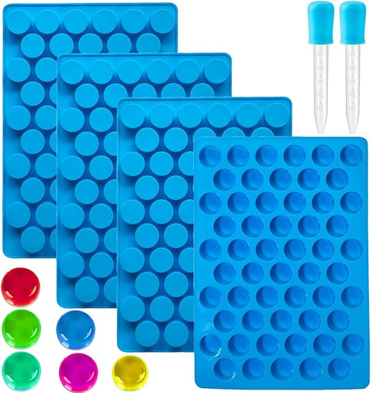 Round Gummy Candy Molds - 220 Cavity Silicone Candy Molds with 2pcs Dropper for Hard Candy, Gummy, Caramels, Chocolate, Ganache, Ice Cubes
