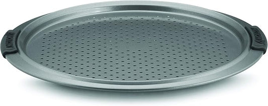 Anolon Advanced Nonstick Bakeware 13-Inch Pizza Crisper, Gray with Silicone Grips