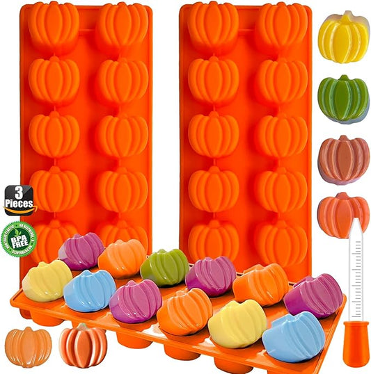 Halloween Pumpkin Chocolate Mold 3 PCS Silicone Chocolate Mold 12 Cavity Autumn Halloween Candy Mold for Baking Chocolate Candy Cake and Cookies