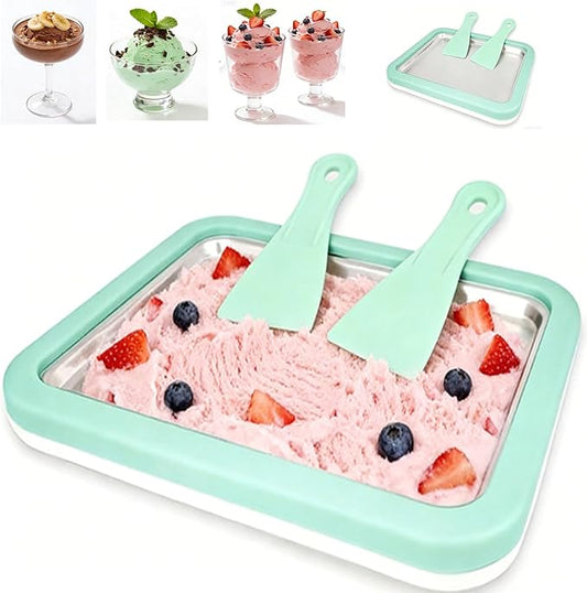 Rolled Ice Cream Maker,Instant Ice Cream Maker,Instant Gelato Pan/Roll,Food Grade SUS304 Stainless Steel Cool Plate Homemade DIY for Fun Parent-Child Activities