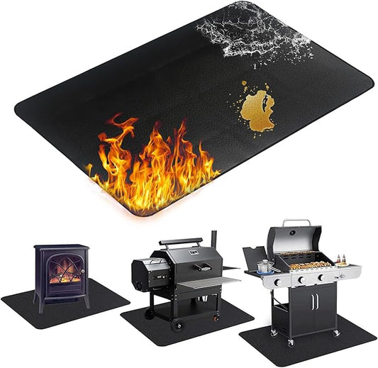60 x 40 inch Firepit Mat for Outdoor Grill, Fireproof Mats for Under Reusable Oil-Proof Waterproof Grill Mats Repalce BBQ Pad for Deck Patio Grass Fire Pit Accessories for Outside