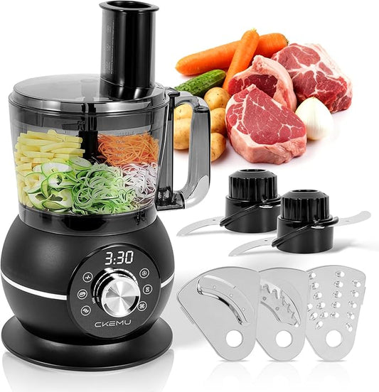 12 Cup Smart Food Processor, Electric Food Chopper Slicer with French-Fry Slicing Shredding Chopping Kneading Cutter, For Meat, Vegetable, Fries, Cheese, Meat & Veggie Prep, Puree