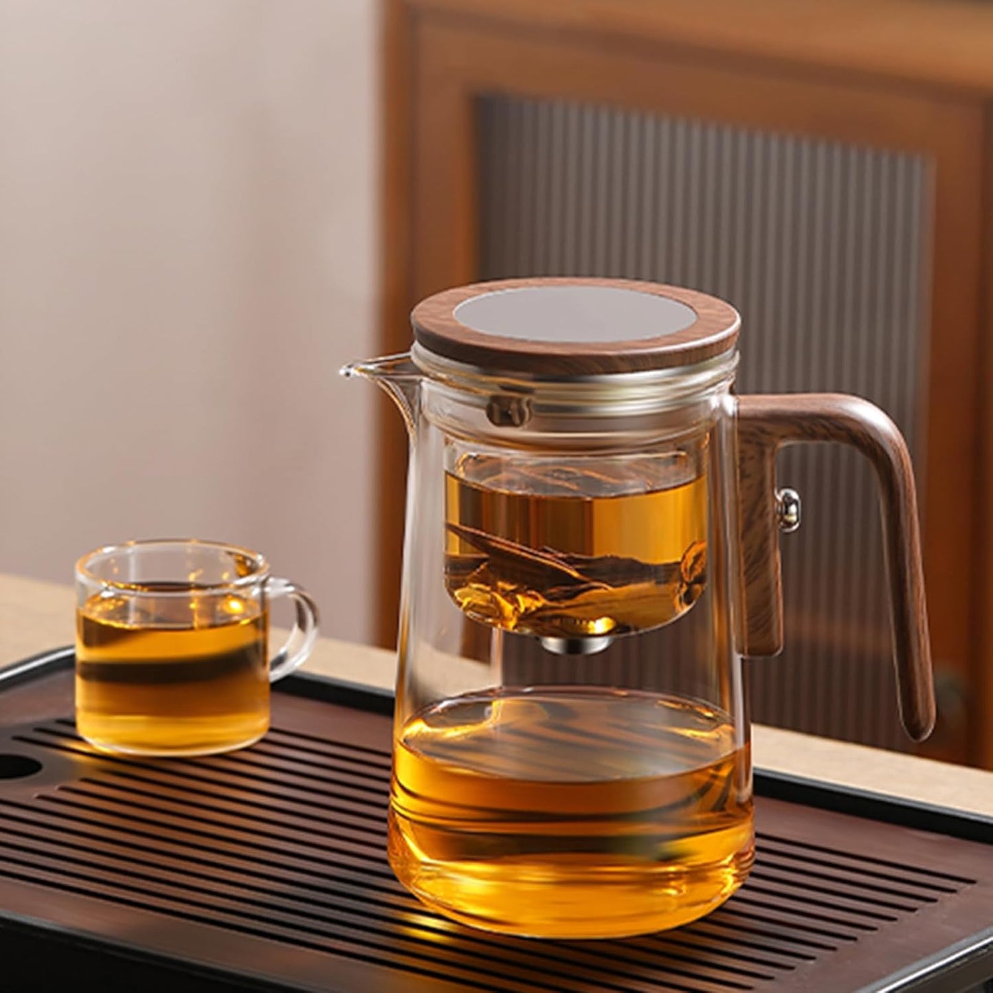 Enchanti Tea Pot - 800ml/27.1oz Witchcraft Magic Glass Teapot, Magnetic Water Separation Design, Borosilicate Infuser Pot with Strainer for Loose Leaf & Herbal Teas, Ideal for Tea Maker