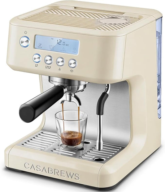 CASABREWS Ultra Espresso Machine with LCD Display, 20 Bar Espresso Maker with Powerful Milk Frother, Customizable Brewing Temperature, Barista-Level Latte and Cappuccino Machine for Home, Creamy