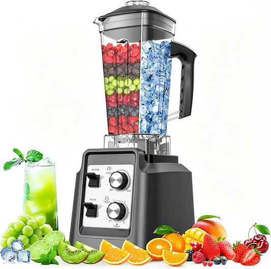 Blenders for Kitchen, Smoothie Blender with Timer - Countertop Blenders with 68oz Dishwasher-Safe Pitcher, Ice Crushing & Frozen Fruit, Silver