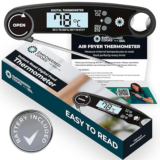 Cathy Yoder's Meat Thermometer Digital, Instant Read Food Thermometer for Cooking in Air Fryer Oven, BBQ, Grill & Baking. Measure Internal Temperatures Probe Easy Display Kitchen Grilling Accessories