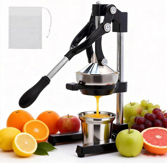 Cast Iron Juicer,Manual Juicer Hand Press,Professional Citrus Juicer,with Stainless Steel Cup,Easy to Use & Clean,Heavy Duty Stainless Steel Manual Juicer For Orange Juice,Pomegranate,Lemon(Black)