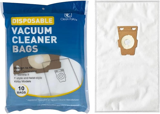 CF Clean Fairy 10 Pack Compatible With Kirby Vacuum Bag Style F For Avalir, Sentria I, II, Ultimate Diamond G3 G4 G5 G6 Gsix G10, G10D, G10E, G10Se Replacement for 204808 204811