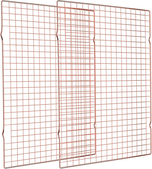 Briout Cooling Rack for Baking, 2-Pack 16x10 Inches Baking Rack, Thick Wire Cookie Rack for Cooking, Roasting, Grilling, Drying, Oven Safe, Fits Half Sheet Pan, Rose Gold