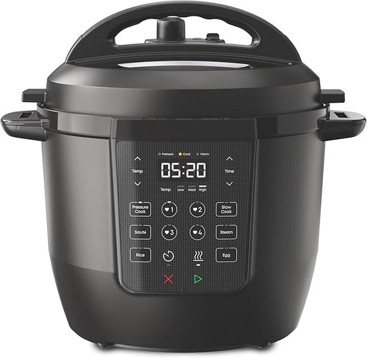 6 Qt Pressure Cooker, 7-in-1 Programmable Multi- Cooker; Non-Stick Ceramic Inner Pot, Dishwasher-Safe, Quick Steam Release, Safety Lock, Meal Prep