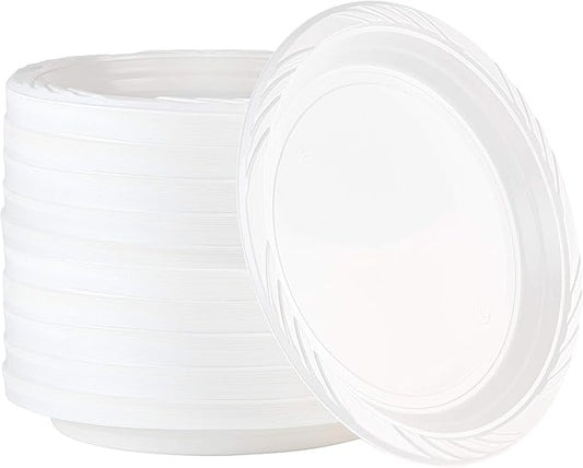 PLASTICPRO 400 Count Disposable 10 Inch White Plastic Dinner Plates Extra Large